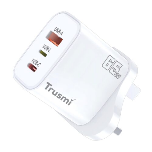 PD65W A+C+L (ondersteunt L TO C-opladen) GaN-snellader UK Wit