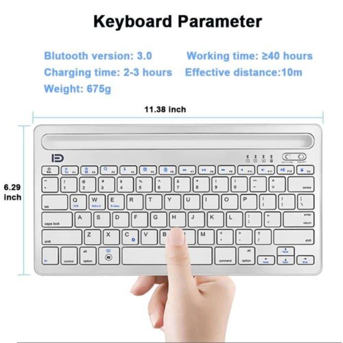 FUDE IK3380 Wireless ABS Mini Bluetooth Keyboard - Wit - Afbeelding 2