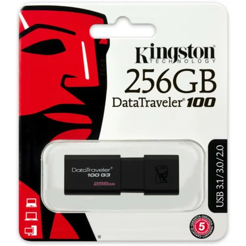 Kingston DataTraveler 100 G3 256GB USB Stick 3.0 Flash Drive - Zwart