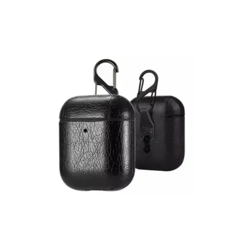 Apple Airpods Leren Beschermhoesje - Zwart