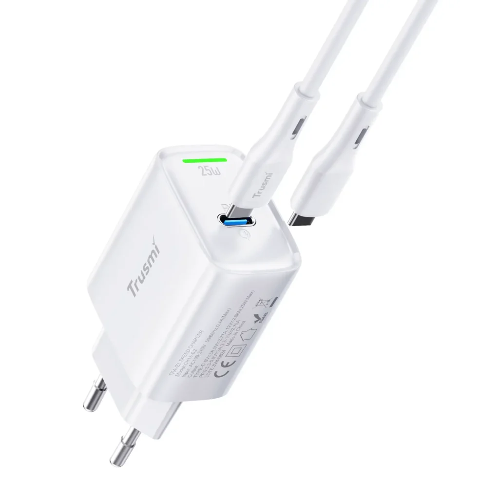Trusmi 25W Adapter USB-C + 60W Kabel (EU) Wit